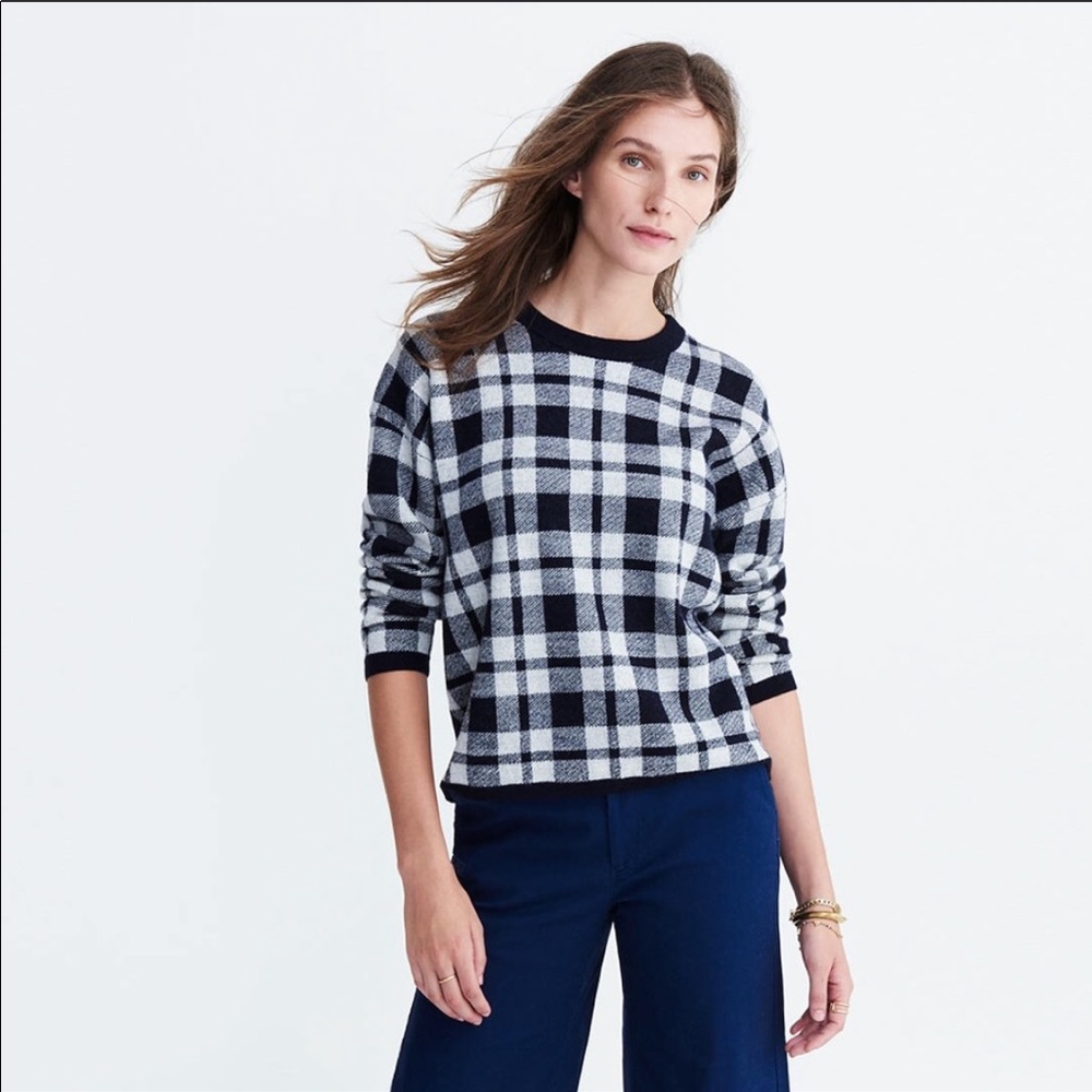Madewell Plaid Button Back Sweater